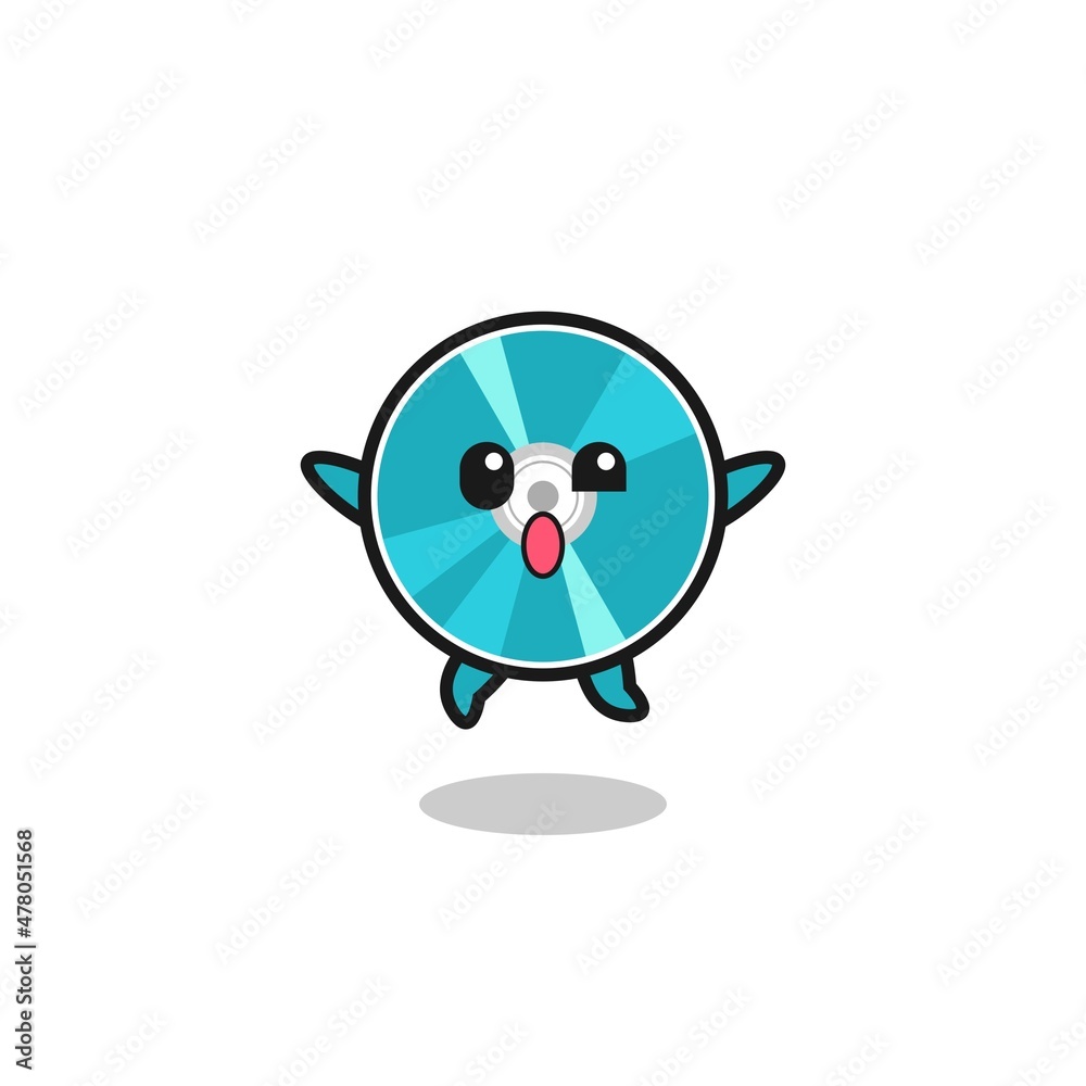 Obraz premium optical disc character is jumping gesture