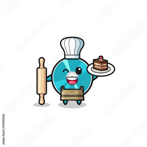 optical disc as pastry chef mascot hold rolling pin