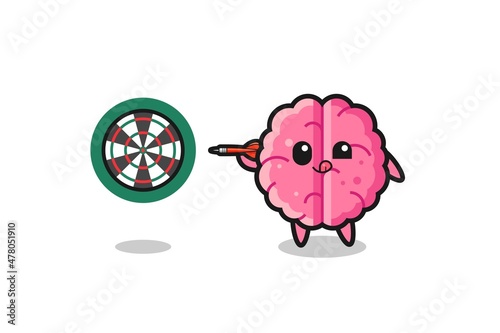 cute brain is playing dart