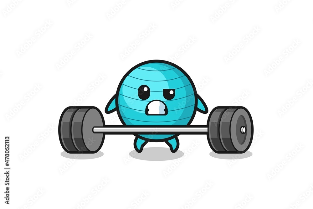 cartoon of exercise ball lifting a barbell cartoon of exercise ball lifting a barbell