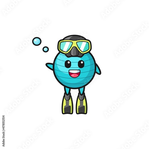 the exercise ball diver cartoon character © heriyusuf