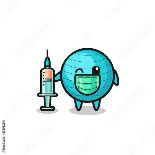 exercise ball mascot as vaccinator