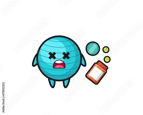 illustration of overdose exercise ball character