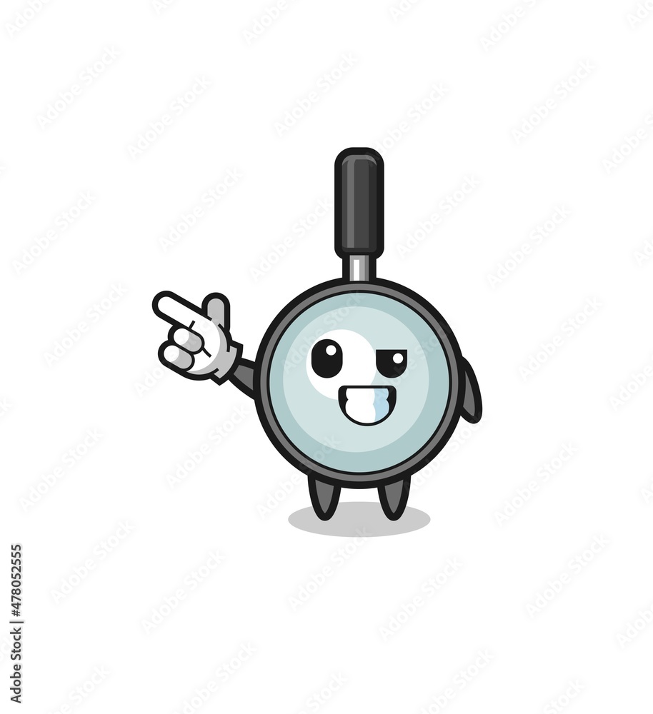 magnifying glass mascot pointing top left magnifying glass mascot pointing top left