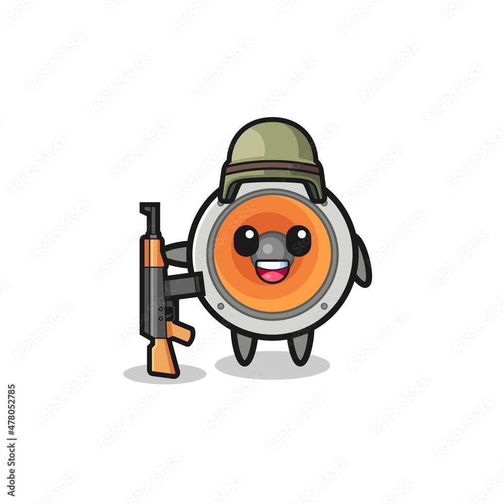 cute loudspeaker mascot as a soldier