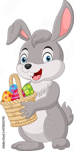 Cartoon rabbit holding an Easter basket