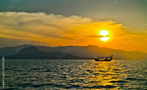 Beautiful sunset beach view on Pahawan Island. Lampung, Sumatra. Indonesia

 photo