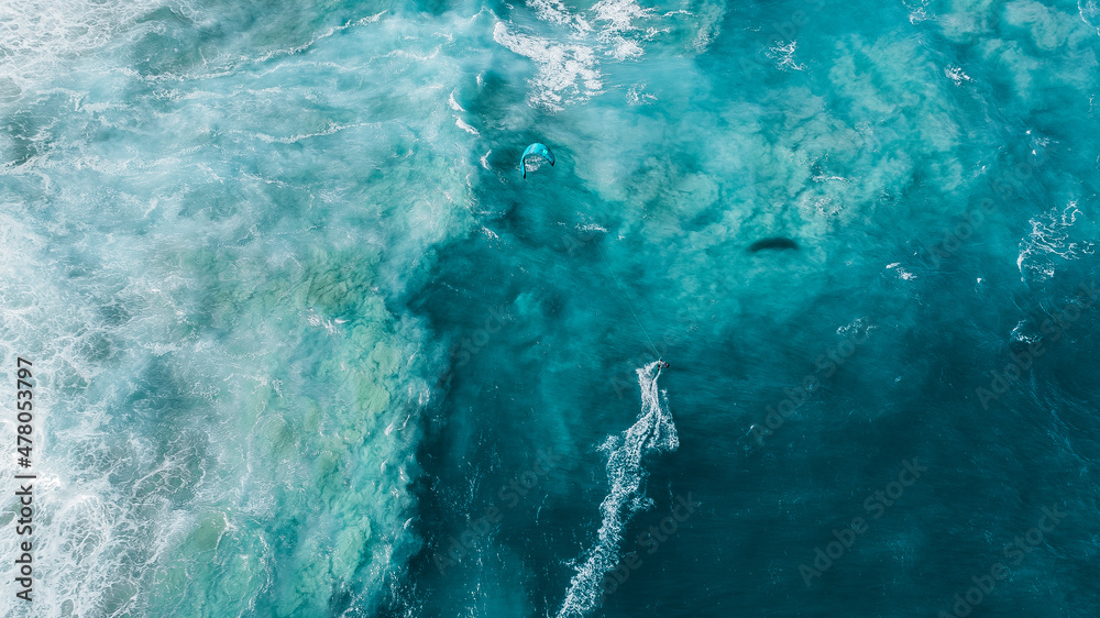 Stylized Drone shot of a Kitesurfer at Cronulla Beach Sydney Australia Stylized Drone shot of a Kitesurfer at Cronulla Beach Sydney Australia