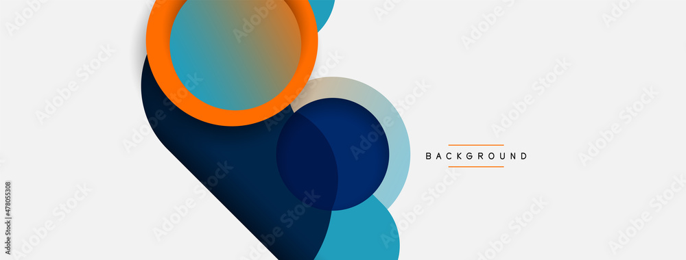 Vector round shapes circles minimal geometric background. Vector illustration for wallpaper banner background or landing page