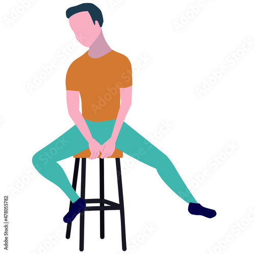 Hombre posando sobre un banco, vector de un joven posando