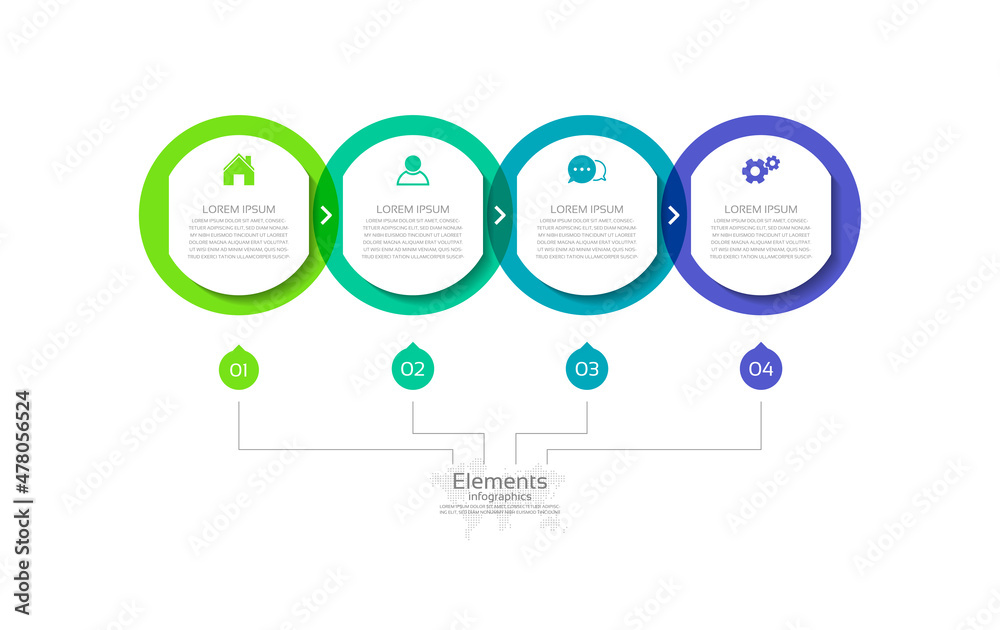 Elements infographic business template colorful circle with 4 step