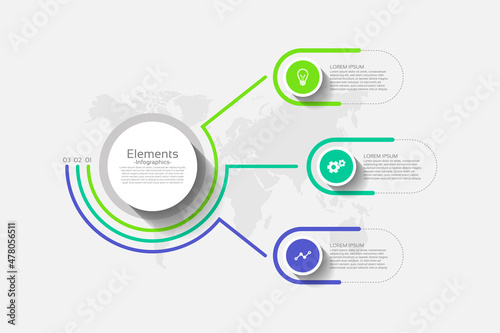 Elements infographic business template circle with 3 step