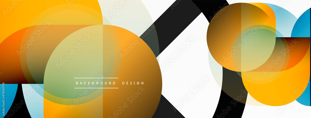 Fototapeta premium Creative geometric wallpaper. Minimal circle triangle and square line abstract background. Vector illustration for wallpaper banner background or landing page