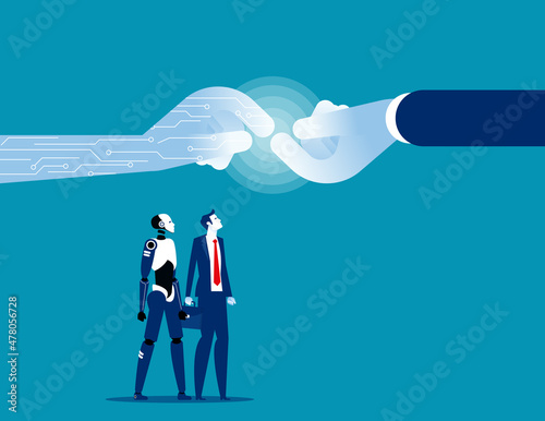 Cyborg and human cooperation. Creative industry 4.0 visualization