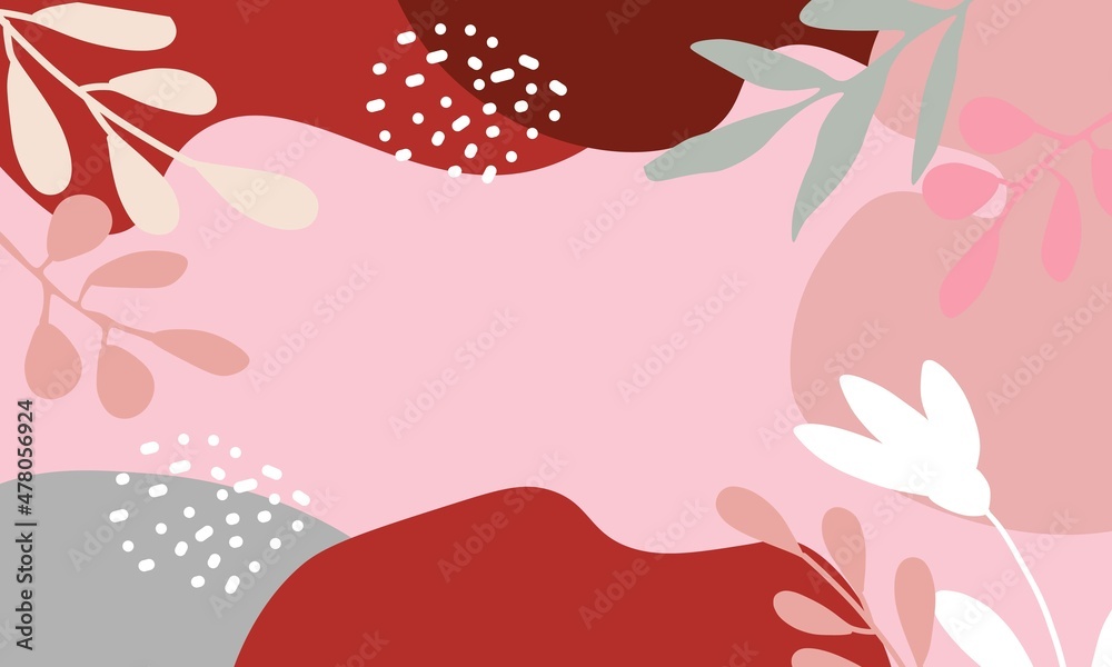 Modern abstract floral art vector leaves background