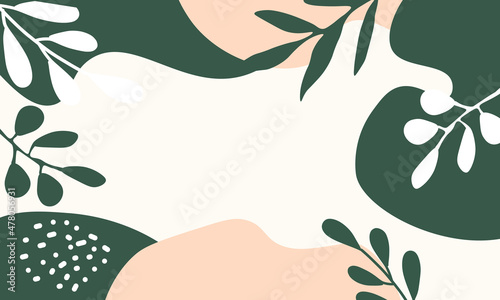 Modern abstract floral art vector leaves background