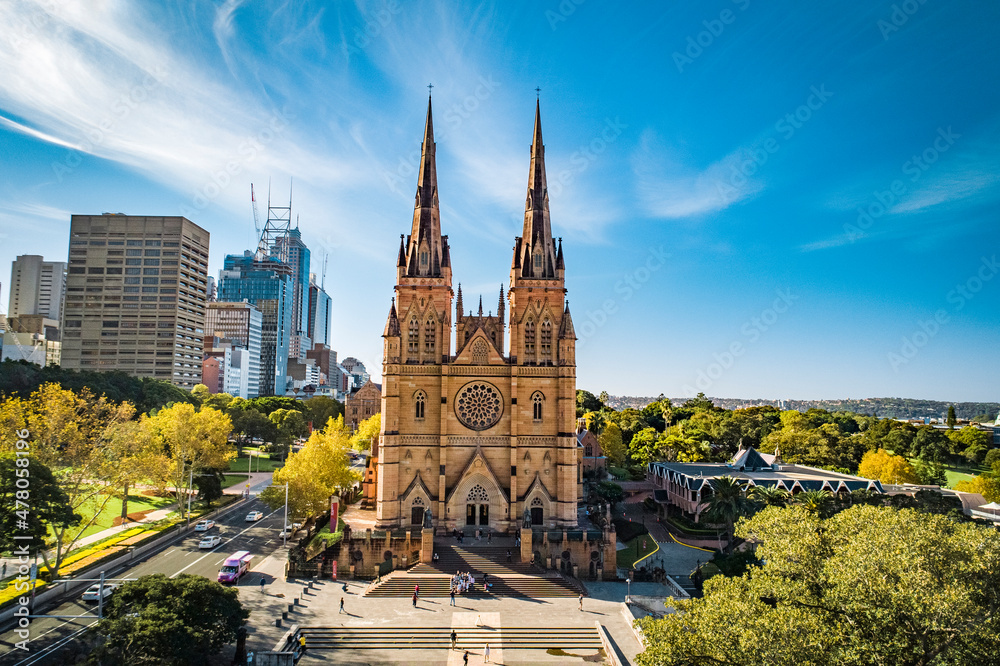 Naklejka premium Drone Shot of St Mary's Cathedral