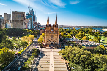Acrylglasbilder Sydney St Marys Kathedrale aus der Drohne  © Overflightstock