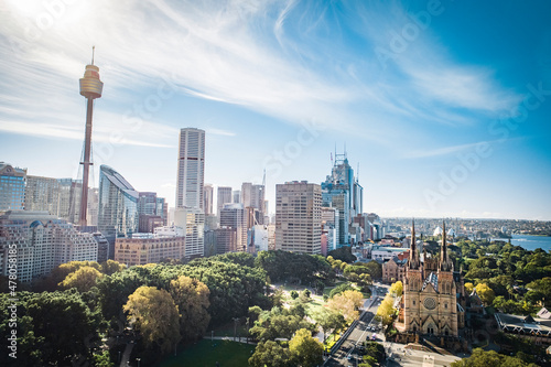 Canvas Print Drone Shot of Sydney CBD