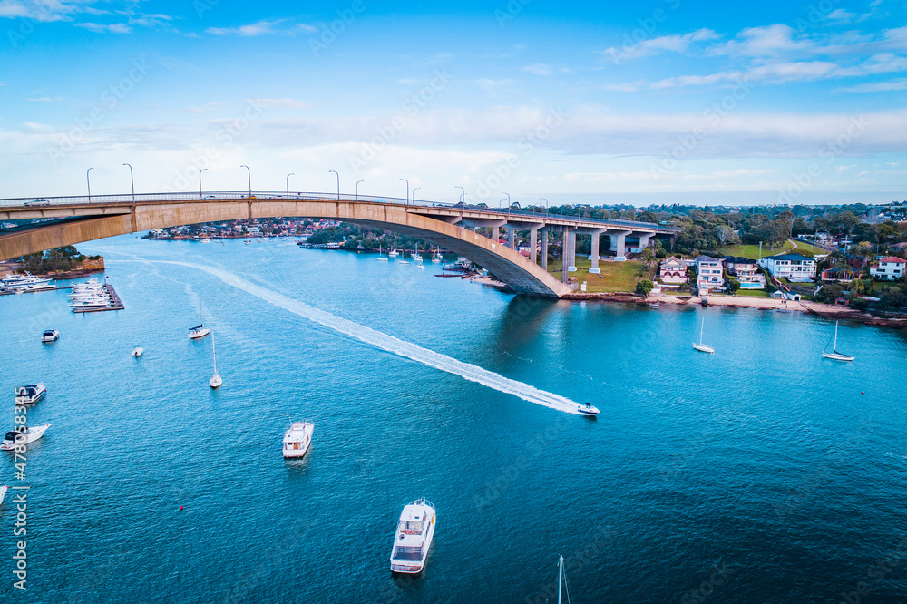 Drone Shot of Gladesville Bridge Sydney Australia