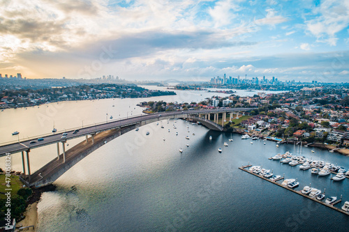 Drone Shot of Gladesville Bridge Sydney Australia