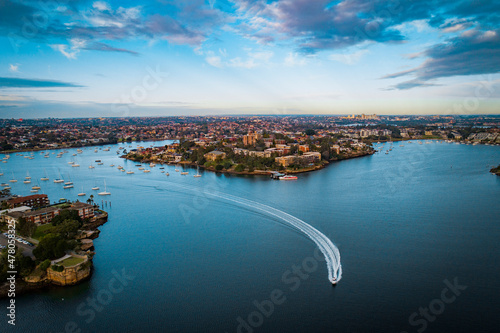 Photography Drone Shot of Parramatta River and Neighbourhood Sydney Australia