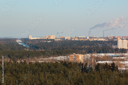 remote area of ​​the city among the forest