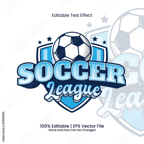 Soccer League emblem logo elements text effect editable