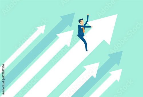 Stock market price rising up skyrocket in bull market, positive growing up business, ambition for winner investor