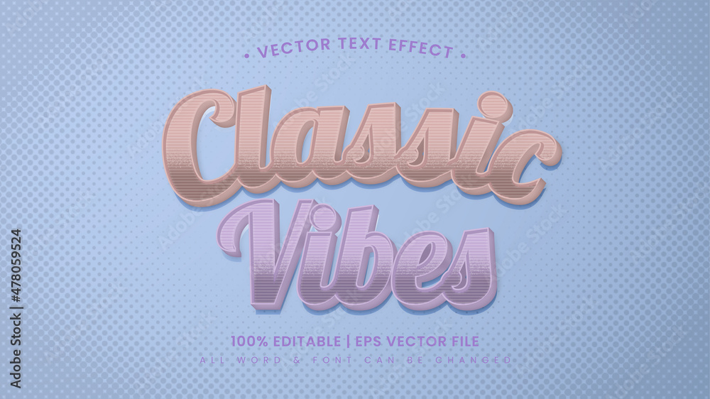 Classic Vibes Retro 3d Editable Text Style Effect