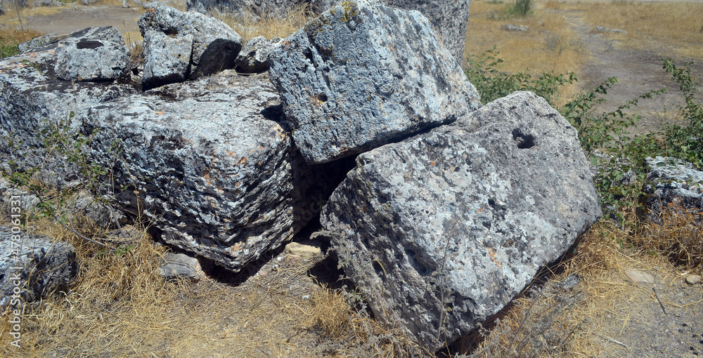 Antique ghost town construction blocks remains Antique ghost town construction blocks remains