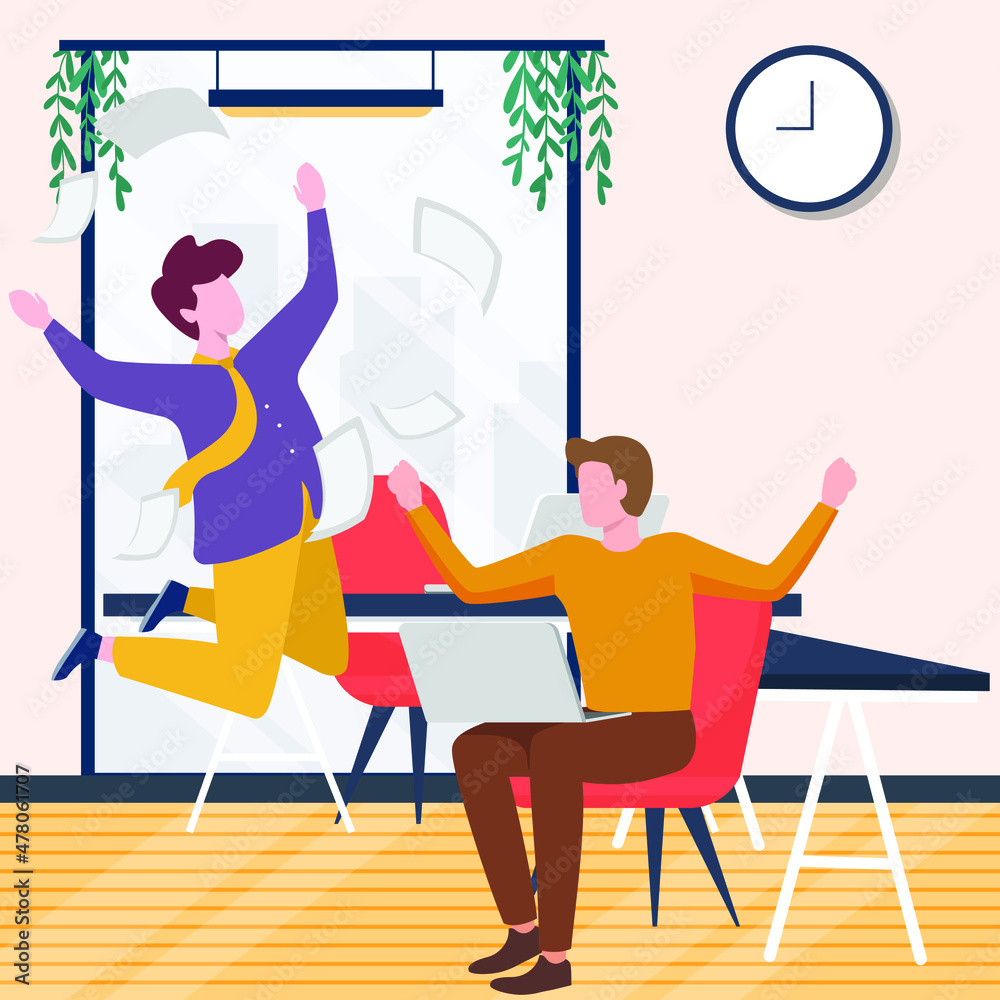 continuous line drawing of a man is very happy and happy after successfully completing his work. Vector colorful illustration. Continuous line draw fun and happy at work. continuous line drawing of a man is very happy and happy after successfully completing his work. Vector colorful illustration. Continuous line draw fun and happy at work.