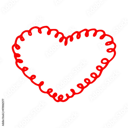 heart hand drawn doodle. vector, minimalism, icon, sticker, decor. love, valentine day, red.