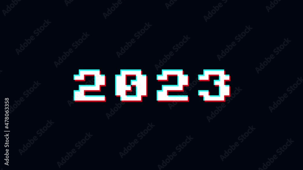 2023 Glitch icon animated.isolated on black background.digital glitch effect.4K video.cool effect 2023 Glitch icon animated.isolated on black background.digital glitch effect.4K video.cool effect
