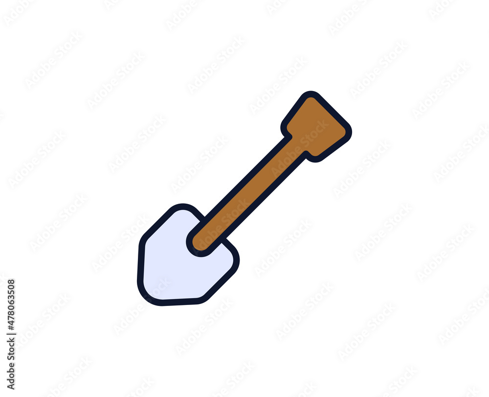 Shovel flat icon. Single high quality outline symbol for web design or mobile app. House thin line signs for design logo, visit card, etc. Outline pictogram EPS10 Shovel flat icon. Single high quality outline symbol for web design or mobile app. House thin line signs for design logo, visit card, etc. Outline pictogram EPS10