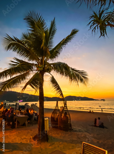 Sunset view in Patong beach in Phuket Province  Thailand