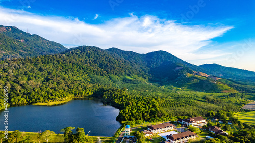 landscape with lake and mountains