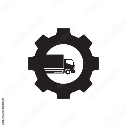 gear service with truck isolated logo design vector graphic symbol icon sign illustration creative idea