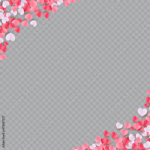 Valentine s day border with colorful hearts on transparent background. Vector. © Azad Mammedli