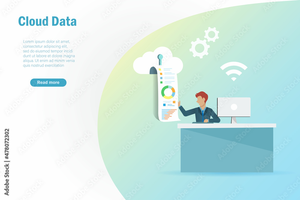 Cloud data storage downloading and sharing on smart devices. Businessman get graph chart data from cloud computing service.Global network storage technology for smart business concept. Cloud data storage downloading and sharing on smart devices. Businessman get graph chart data from cloud computing service.Global network storage technology for smart business concept.