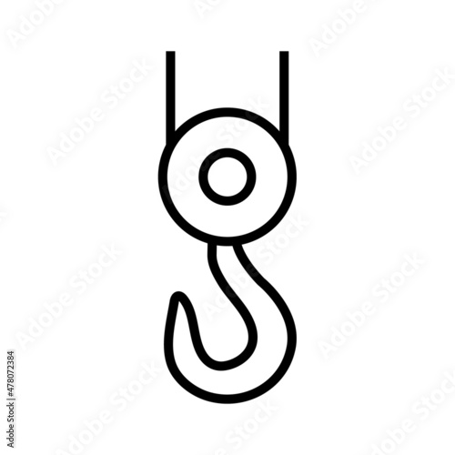 Construction hook line icon, Industrial hook vector logo isolated on white background