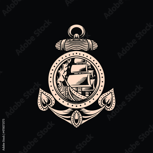 anchor tattoo illustration vector design