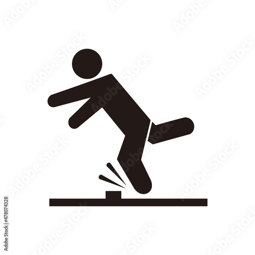 Person tripping over an obstacle icon vector