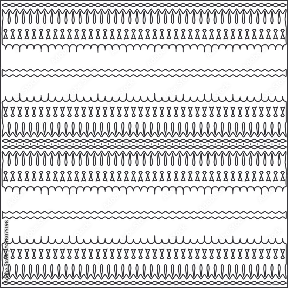Vector ethnic pattern with symmetrical elements . Repeating geometric tiles from striped elements.Monochrome texture.Black and white pattern for wallpapers and backgrounds.