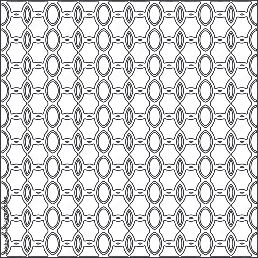 Naklejka premium Vector ethnic pattern with symmetrical elements . Repeating geometric tiles from striped elements.Monochrome texture.Black and white pattern for wallpapers and backgrounds.