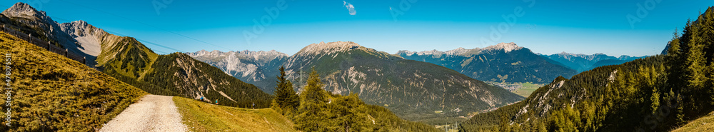 High resolution stitched panorama of a beautiful alpine summer view at the famous Marienbergbahn Biberwier, Tyrol, Austria