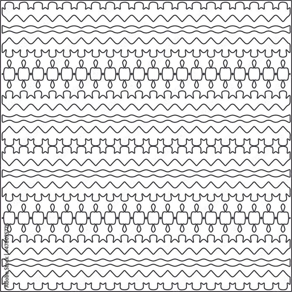 Vector ethnic pattern with symmetrical elements . Repeating geometric tiles from striped elements.Monochrome texture.Black and white pattern for wallpapers and backgrounds. Vector ethnic pattern with symmetrical elements . Repeating geometric tiles from striped elements.Monochrome texture.Black and white pattern for wallpapers and backgrounds.