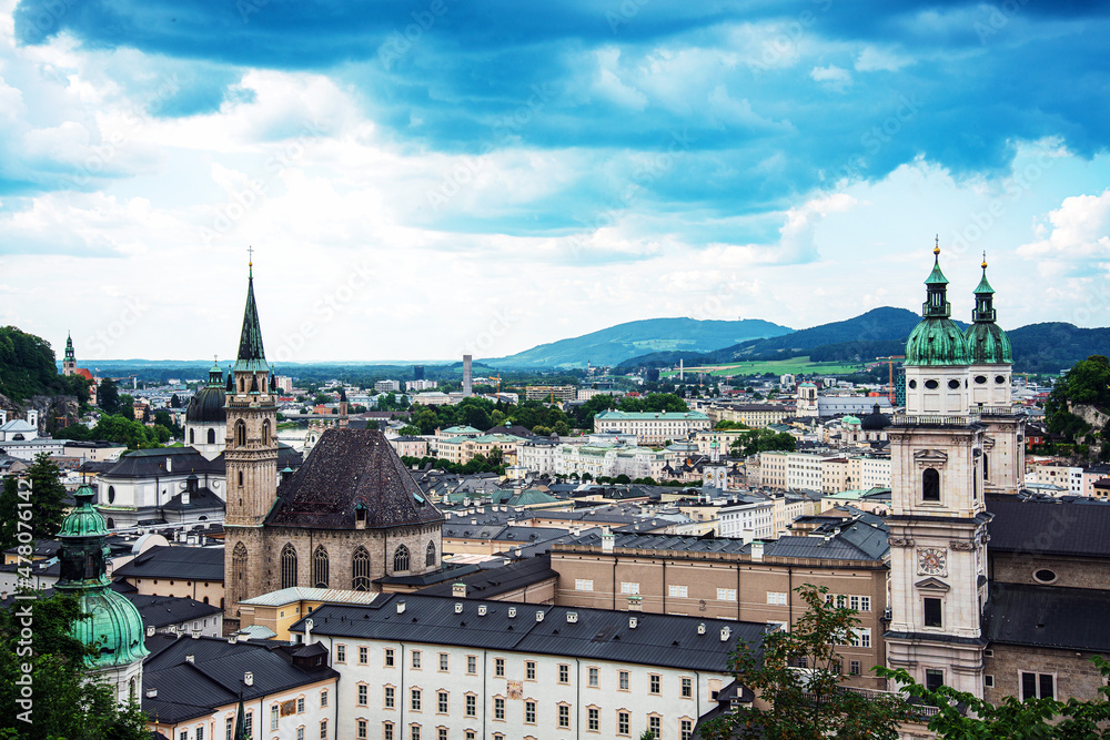 SALZBURG, AUSTRIA - June 16, 2018: Street view of downtown in Salzburg, Austria