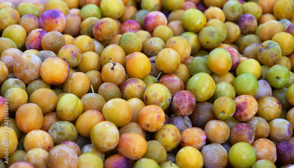 Mirabelles fruits mirabelle plum fruit background Mirabelles fruits mirabelle plum fruit background