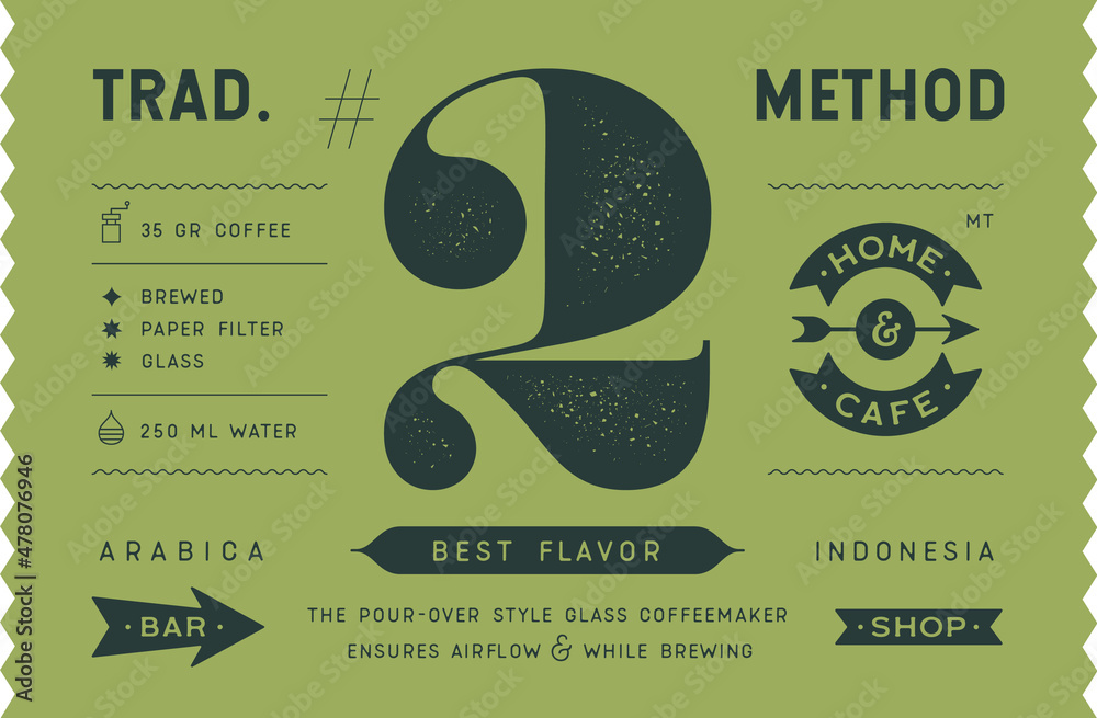 Coffee, tag label. Modern tag, label for brand, logo, sticker coffee